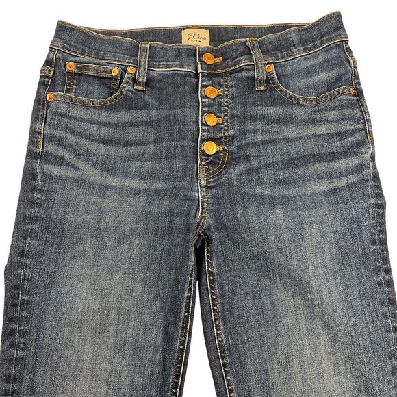J. Crew 9” Billie Demi Boot Crop Dark Wash Fray Hem Button Fly 26 Inseam Size 28 - Picture 4 of 16